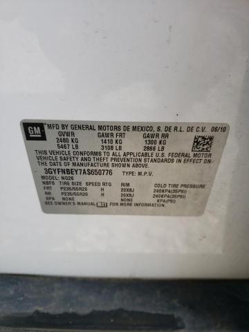 3GYFNBEY7AS650776 - 2010 CADILLAC SRX PERFORMANCE COLLECTION Ақ фото 12