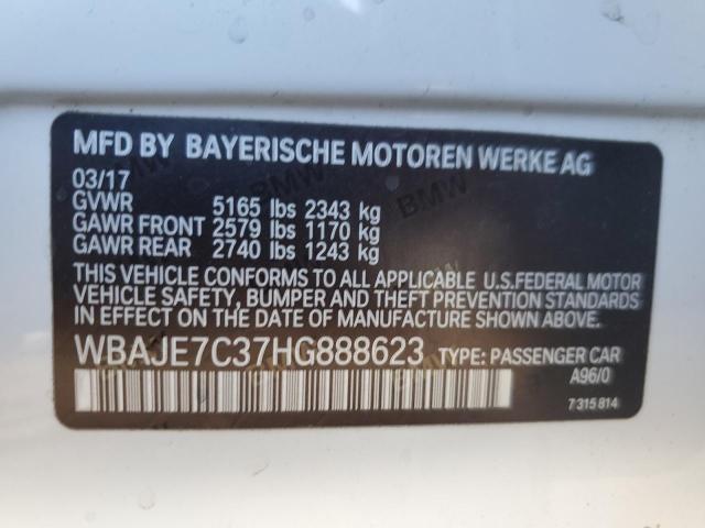 WBAJE7C37HG888623 - 2017 BMW 540 XI WHITE photo 13