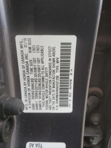 2HKRM3H40GH521298 - 2016 HONDA CR-V SE GRAY photo 13