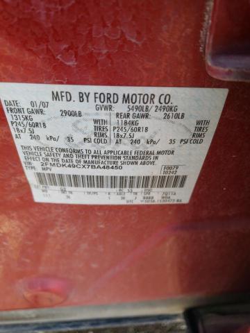 2FMDK49CX7BA48450 - 2007 FORD EDGE SEL PLUS BURGUNDY photo 13