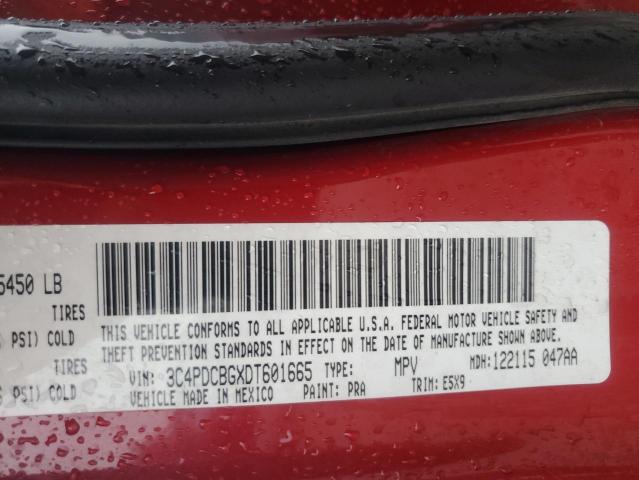 3C4PDCBGXDT601665 - 2013 DODGE JOURNEY SXT RED photo 12