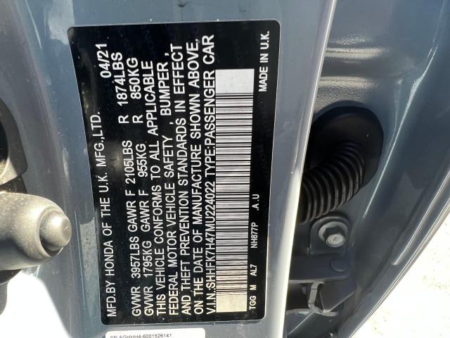 SHHFK7H47MU224022 - 2021 HONDA CIVIC SPORT ნაცრისფერი ფოტო 10