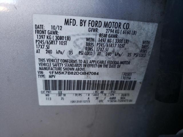 1FM5K7B82DGB47084 - 2013 FORD EXPLORER SILVER photo 13