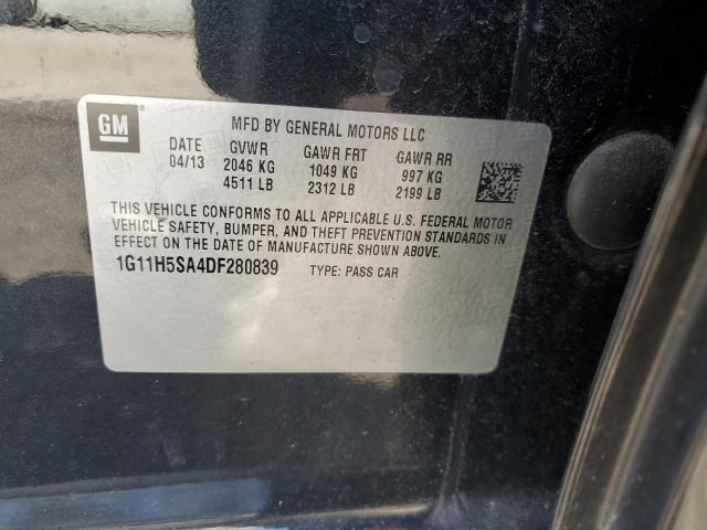 1G11H5SA4DF280839 - 2013 CHEVROLET MALIBU LTZ შავი ფოტო 12