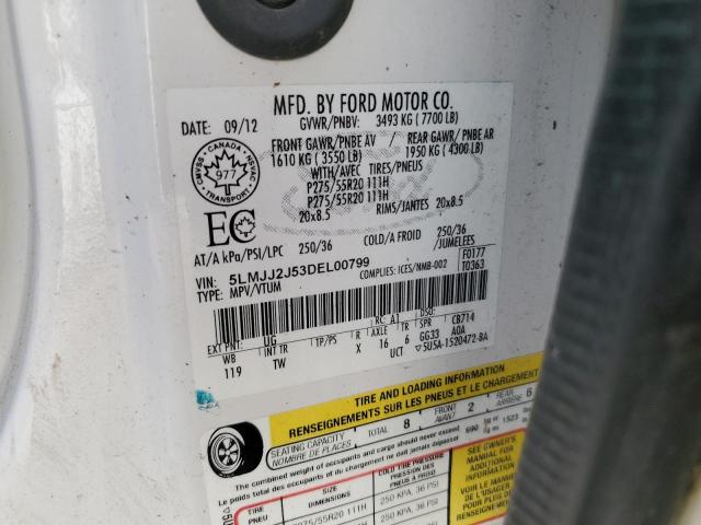 5LMJJ2J53DEL00799 - 2013 LINCOLN NAVIGATOR თეთრი ფოტო 13