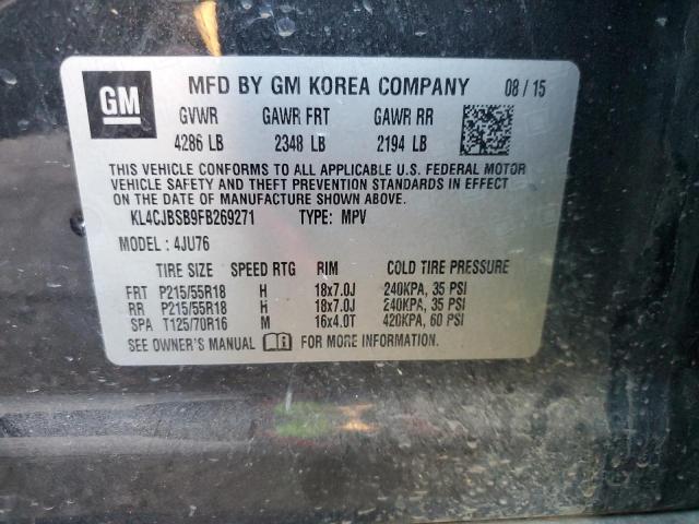 KL4CJBSB9FB269271 - 2015 BUICK ENCORE CONVENIENCE 黑色 照片 14