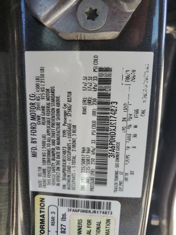 3FA6P0HDXJR174873 - 2018 FORD FUSION SE GRAY photo 13