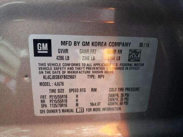 KL4CJBSBXFB029601 - 2015 BUICK ENCORE CONVENIENCE ყავისფერი ფოტო 12