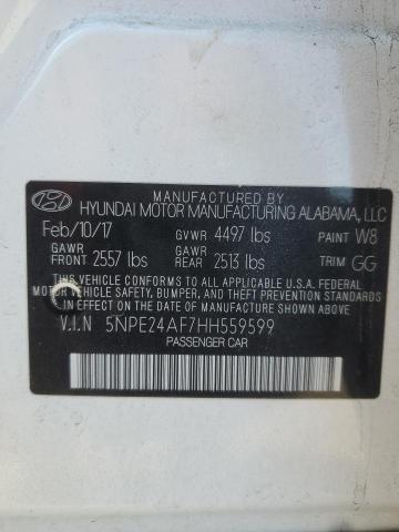 5NPE24AF7HH559599 - 2017 HYUNDAI SONATA SE WHITE photo 13