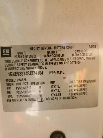 1GKEV33748J274104 - 2008 GMC ACADIA SLT-2 Ağ foto 13