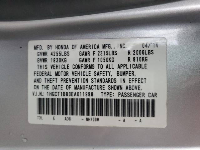 1HGCT1B80EA011998 - 2014 HONDA ACCORD EXL SILVER photo 13