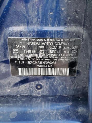 3KPC24A36KE080065 - 2019 HYUNDAI ACCENT SE BLUE photo 12