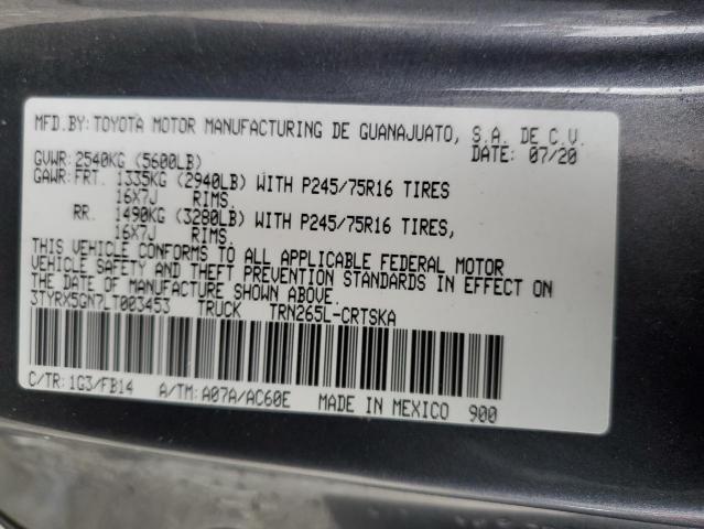 3TYRX5GN7LT003453 - 2020 TOYOTA TACOMA ACCESS CAB შავი ფოტო 13