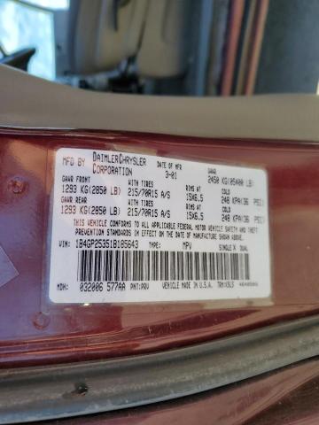 1B4GP25351B185643 - 2001 DODGE CARAVAN SE MAROON photo 12