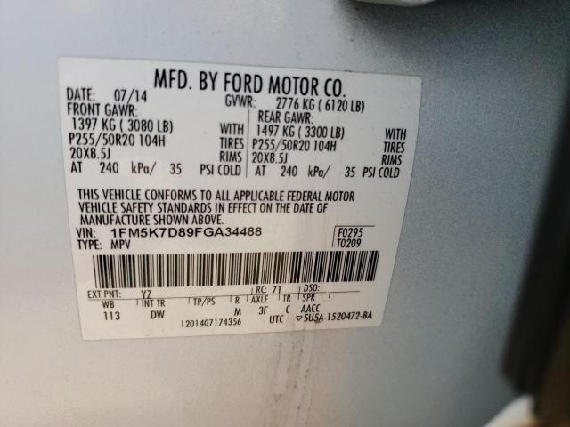 1FM5K7D89FGA34488 - 2015 FORD EXPLORER XLT WHITE photo 14