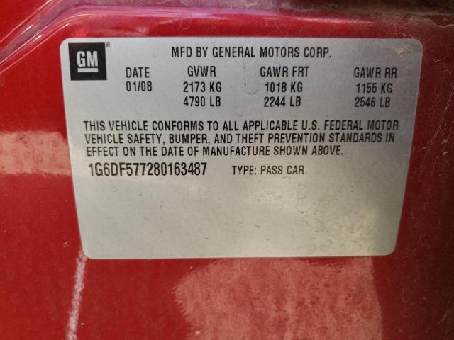 1G6DF577280163487 - 2008 CADILLAC CTS RED photo 12