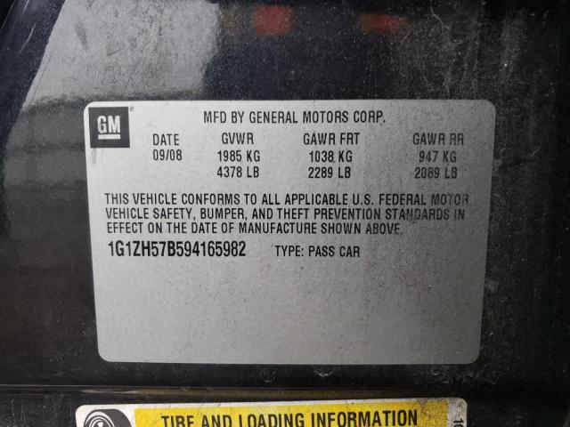 1G1ZH57B594165982 - 2009 CHEVROLET MALIBU 1LT 黑色 照片 12