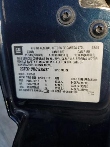 2GTEK13V661275737 - 2006 GMC NEW SIERRA K1500 BLUE photo 12