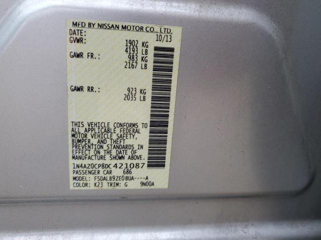 1N4AZ0CP8DC421087 - 2013 NISSAN LEAF S SILVER photo 12