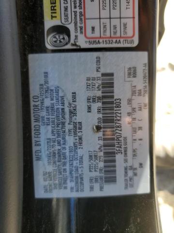 3FAHP07Z87R221803 - 2007 FORD FUSION SE BLACK photo 12