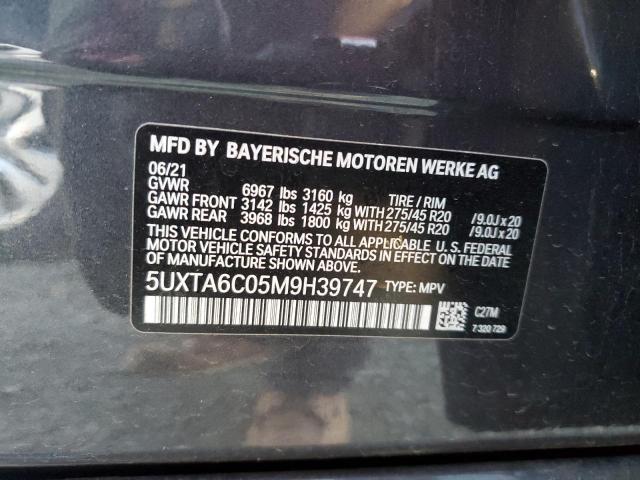 5UXTA6C05M9H39747 - 2021 BMW X5 XDRIVE45E CHARCOAL photo 13