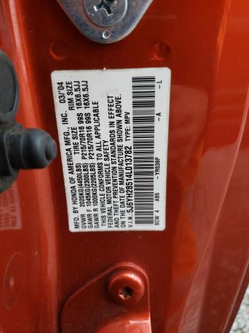 5J6YH28514L013782 - 2004 HONDA ELEMENT EX ORANGE photo 13