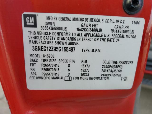 3GNEC12Z95G165487 - 2005 CHEVROLET AVALANCHE C1500 RED photo 13