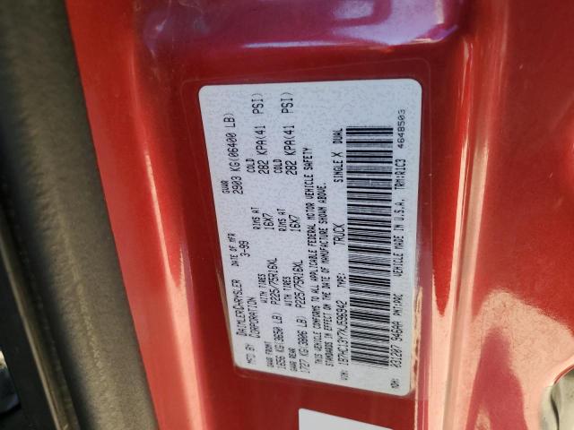 1B7HC13Y7XJ596942 - 1999 DODGE RAM 1500 RED photo 12