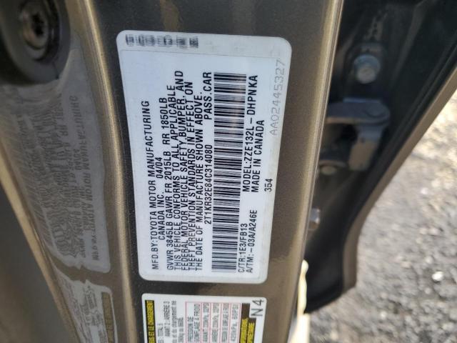 2T1KR32E84C314080 - 2004 TOYOTA COROLLA MA XR GRAY photo 12