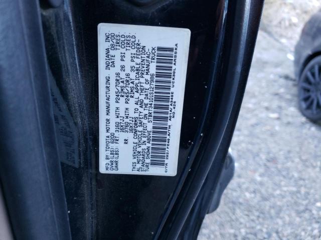 5TBRT34101S127986 - 2001 TOYOTA TUNDRA ACCESS CAB შავი ფოტო 12