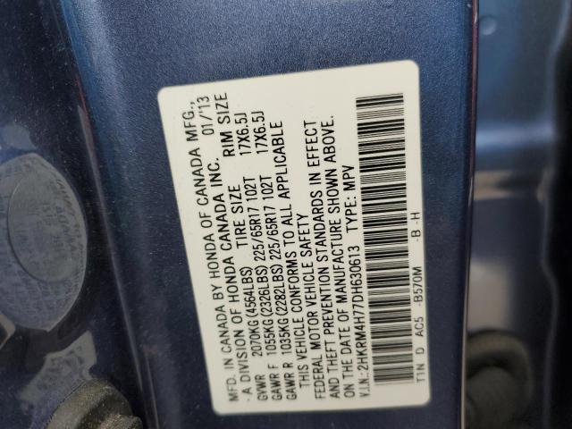 2HKRM4H77DH630613 - 2013 HONDA CR-V EXL BLUE photo 13