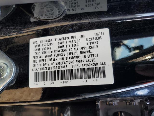 1HGCP3F88CA007866 - 2012 HONDA ACCORD EXL BLACK photo 12