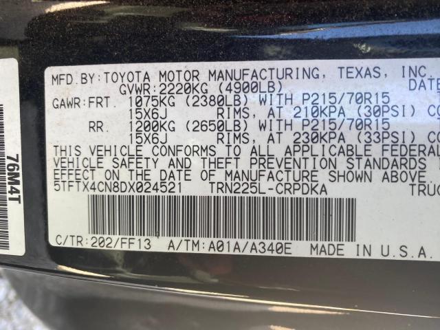 5TFTX4CN8DX024521 - 2013 TOYOTA TACOMA ACCESS CAB შავი ფოტო 10