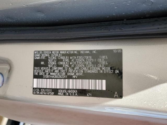 5TDBT44A36S262241 - 2006 TOYOTA SEQUOIA SR5 SILVER photo 13