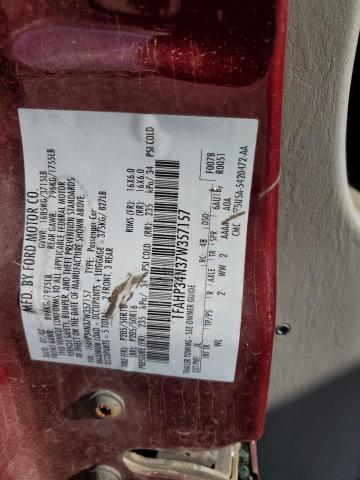 1FAHP34N37W357157 - 2007 FORD FOCUS ZX4 RED photo 12