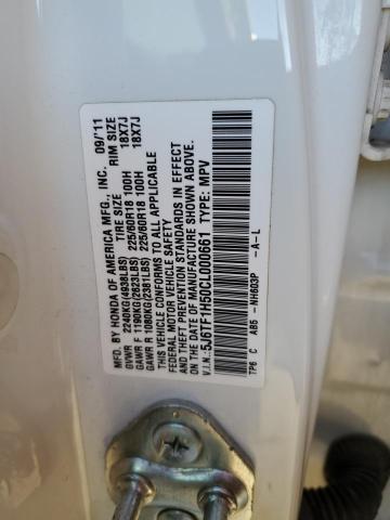 5J6TF1H50CL000661 - 2012 HONDA CROSSTOUR EXL თეთრი ფოტო 12