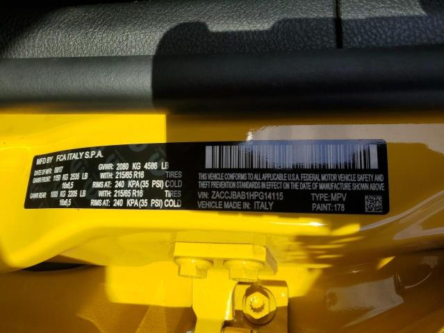 ZACCJBAB1HPG14115 - 2017 JEEP RENEGADE SPORT YELLOW photo 12