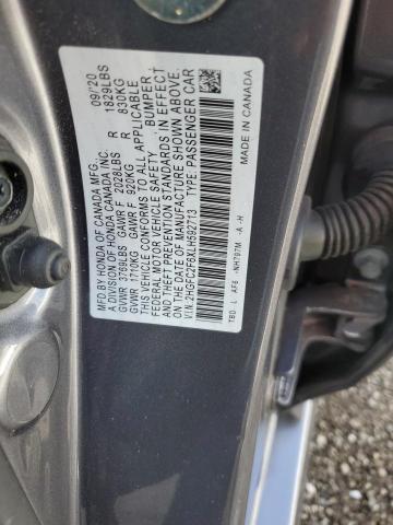 2HGFC2F6XLH592713 - 2020 HONDA CIVIC LX GRAY photo 12