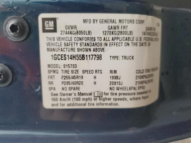 1GCES14H55B117798 - 2005 CHEVROLET SSR 蓝色 照片 12