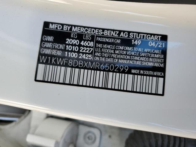 W1KWF8DBXMR650299 - 2021 MERCEDES-BENZ C 300 WHITE photo 13