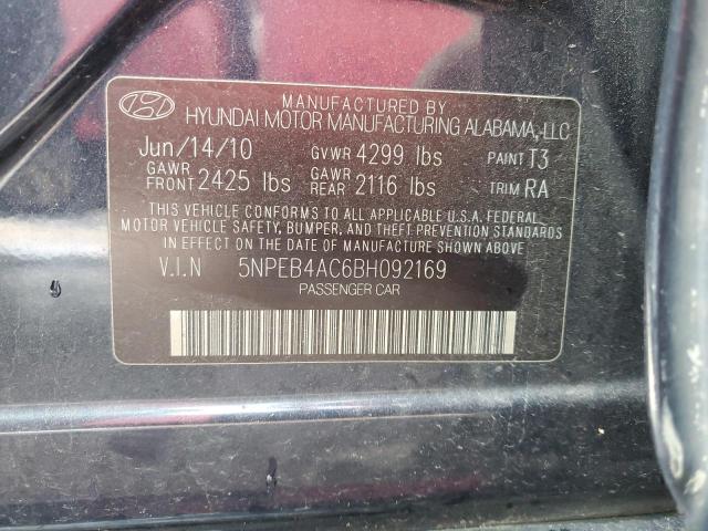 5NPEB4AC6BH092169 - 2011 HYUNDAI SONATA GLS BLUE photo 12