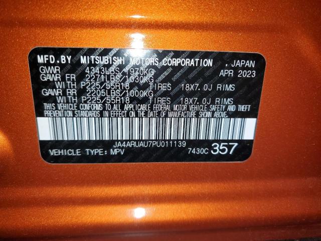 JA4ARUAU7PU011139 - 2023 MITSUBISHI OUTLANDER S/SE ORANGE photo 12