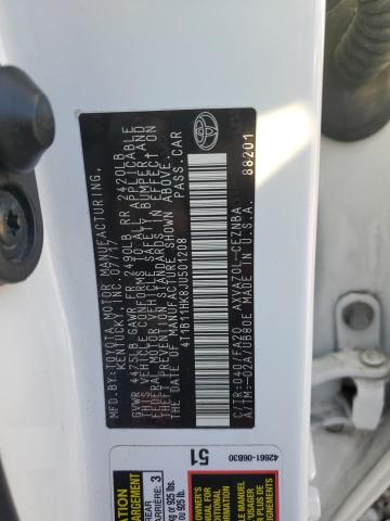 4T1B11HK8JU501208 - 2018 TOYOTA CAMRY L WHITE photo 12