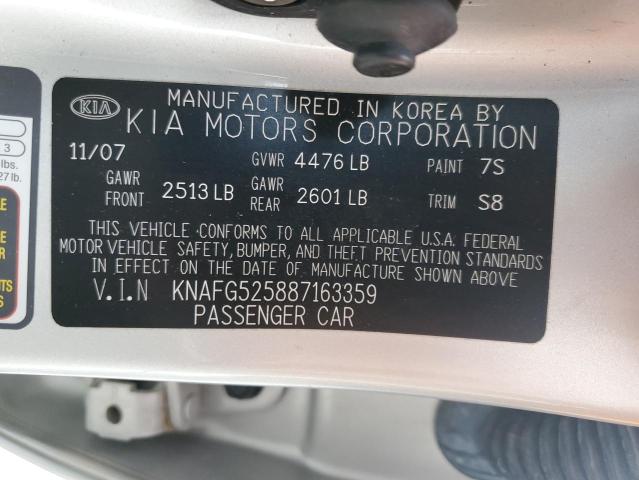 KNAFG525887163359 - 2008 KIA RONDO BASE SILVER photo 12