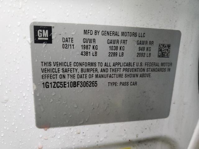 1G1ZC5E10BF306265 - 2011 CHEVROLET MALIBU 1LT 白色 照片 13