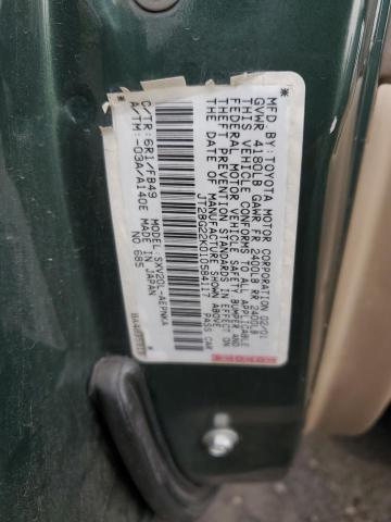 JT2BG22K010584117 - 2001 TOYOTA CAMRY CE GREEN photo 12