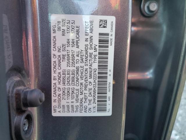 2HKRW6H33JH223743 - 2018 HONDA CR-V LX GRAY photo 12