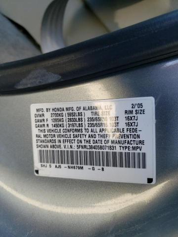 5FNRL38405B071831 - 2005 HONDA ODYSSEY EX GRAY photo 13