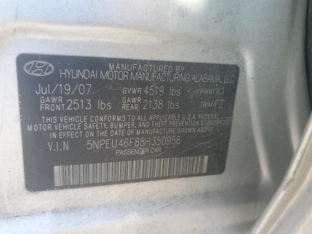 5NPEU46F88H350956 - 2008 HYUNDAI SONATA SE GRAY photo 12