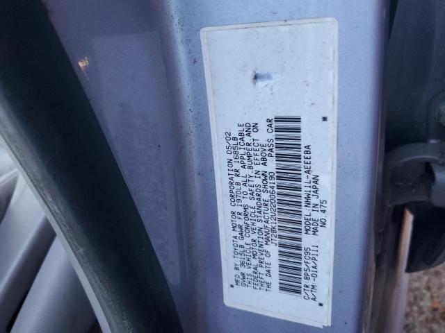 JT2BK12U220064190 - 2002 TOYOTA PRIUS SILVER photo 12